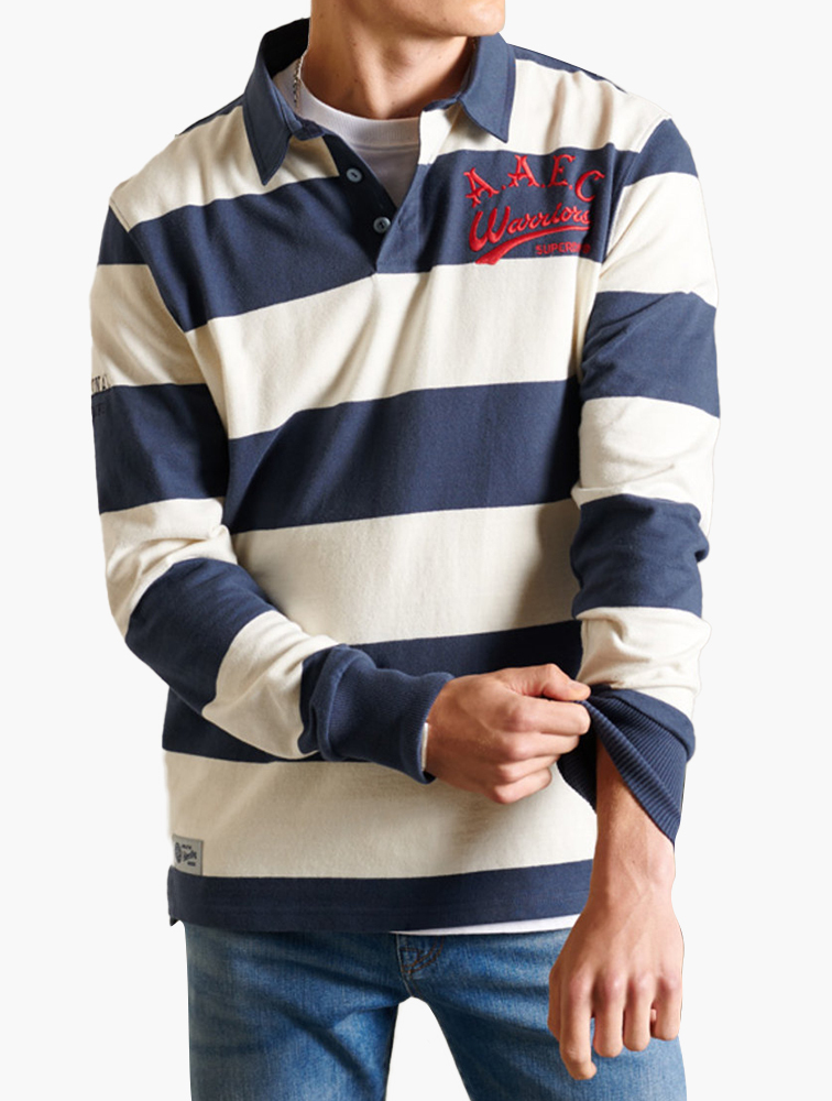 MyRunway | Shop Superdry Navy Stripe Rugby Shirt for Men from